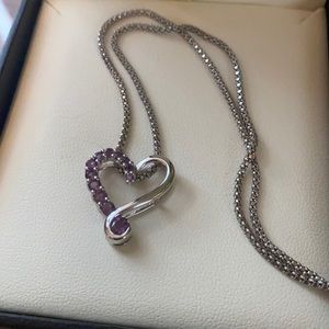 Purple stone heart necklace